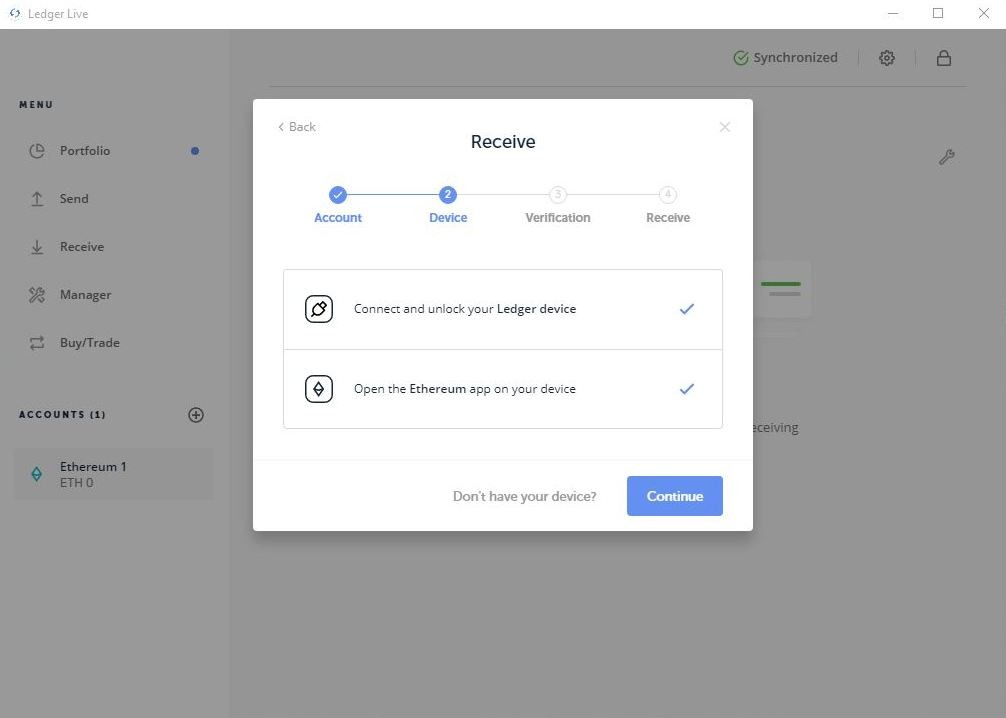 Open Ethereum App in Ledger Nano S